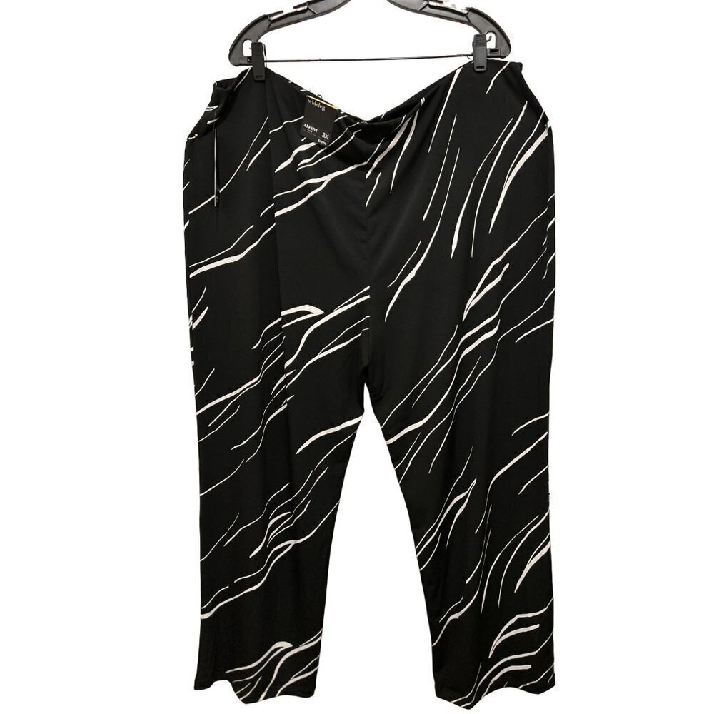 New Womens Size 3X ALFANI Jersey Pants Black White Geometrics Strait Cut